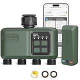 WiFi Water Timer 4 Zone for Garden Hose, Smart Sprinkler Timer with 984ft RF Range, Smart Lawn Watering System Irrigation Controller, APP/Voice Control, Rain Delay, Automatic/Manual Irrigation