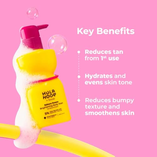 Image of Hula Hoop Brightening Body Wash | Lactic Acid & Niacinamide | Reduces tan from 1st wash | Brightens & Evens Out Skin Tone | Floral Sakura Scent| For Men & Women | 250ml