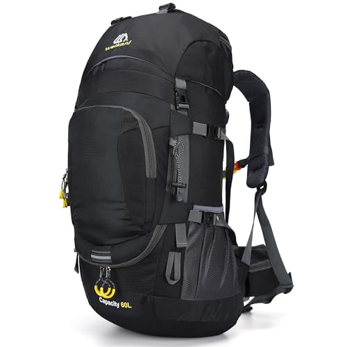 Mxaeyar 60L Hiking Backpack with Rain Cover Waterproof Lightweight Outdoor Travel Backpack Large Rucksack for Men Women High-Capacity Daypack for Hiking Trekking Camping Sport