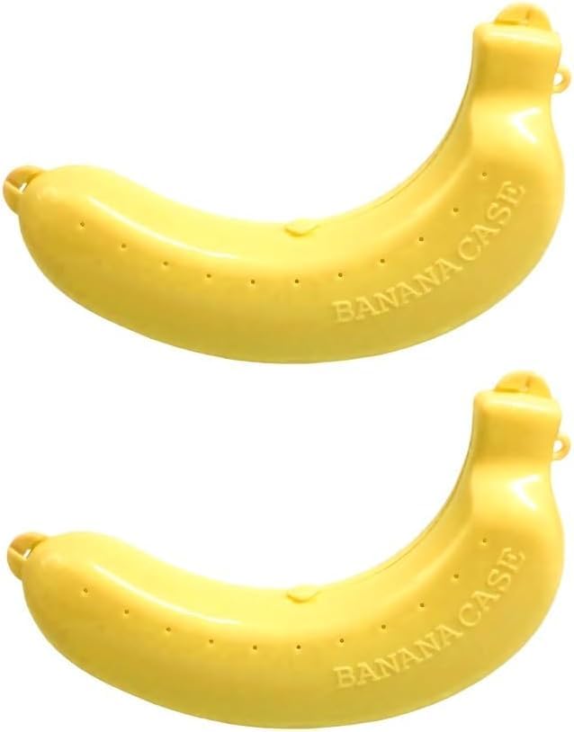 2pcs banana case, cute banana protector storage box, portable banana holder for lunch boxes, bpa-free fruit container for outdoor travel yellow