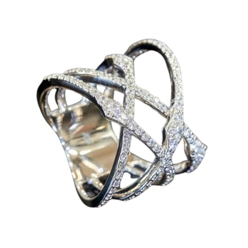 Anneaux ring bijoux femmes hommes croix cross ring zircone brillante Q891