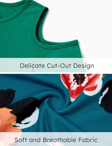 PATPAT Girls Summer Dress Short Sleeve Cold Shoulder Dresses Set Solid Color Casual Dress Floral Dress with Pockets4