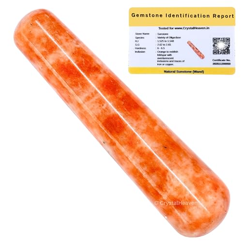 Image of Sunstone Crystal Wand - Smooth Crystal Wand for Energy Healing, Chakra Balancing, Meditation and Home Decor - Crystals and Healing Stones for Gift