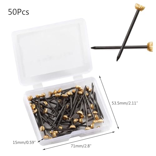 Image of Pack Of 50 Nails For Picture Frames Large Head Nails For Frames Strong & Decorative Nails Long Tacks Simple Installation Plaster Frame Holder Mounting Hardware Set Wall Hangings Solution Hooks With