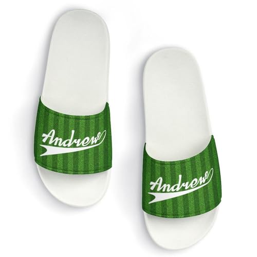 Custom Sports Slides Personalized Slippers - Baseball Sandals Quick Drying Softball Slippers Indoor Outdoor,Gifts for Men Youth Boy (White,Style 29)
