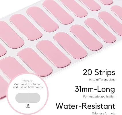 Cazuela Semi-Cured Gel Nail with 1 Wooden Stick + 1 Nail File & Nail Strip, Full Wrap Gel Nail Art Sticker, Waterproof 16PCS Gel Nail Wrap Stickers with Nail File and Sticker (07 Coral Pink) 2