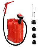 FUELIO Gas Can Pump - AA Battery Powered Fuel Transfer Pump with Auto Shut Off Nozzle, Fix Clip, Extra Long Hose, 3 Adapters, Gas Pump Ideal For Gasoline, Diesel, Kerosene Transfer