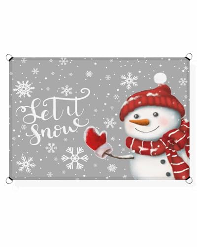 Boanket Sun Shade Sail 6.5' x 10', Christmas Snowman UV Block Sun Sails Shades, Xmas Let Snow Winter Snowflake Grey Shade Cloth for Patio Deck Terrace Garden Lawns Beach Backyard