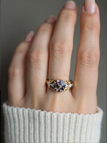 Image of Gemstone Vintage Rings for Women s925 Sterling Silver Round Cut 1.0 Carat Gemstone with Moissanite Promise Engagement Anniversary Ring for Her