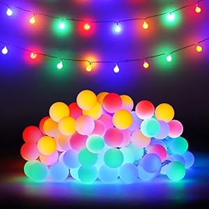 100 LED Lichterkette Strombetrieben,15M Lichterkette Kugel RGB mit Stecker für Außen und Innen,IP44 Wasserdicht Lichterketten mit Dimmbar Fernbedienung,Ideal für Zimmer,Weihnachten,Party,Ga...