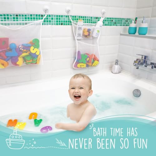 Comfylife-2-x-Mesh-Bath-Toy-Organizer-6-Ultra-Strong-Hooks-36-Bath-Letters-Numbers–Eco-Safe-Fun-Educational-Foam-Letters-and-Perfect-Toy-Storage-Net-for-Baby-Bath-Toys-More Comfylife 2 x Mesh Bath Toy Organizer 6 Ultra Strong Hooks 36 Bath Letters Numbers–Eco Safe Fun Educational Foam Letters and Perfect Toy Storage Net for Baby Bath Toys More