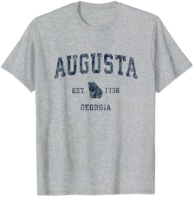 Augusta Georgia GA Vintage Sports Design Navy Print T-Shirt