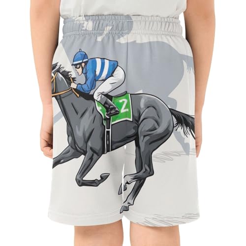 CHIFIGNO Horse Racing Youth Boys Thick Summer Clothes Boys Running Shorts with Pockets with Pockets XS3