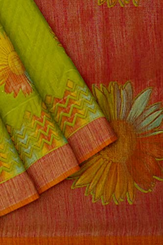 Image of Pothys Women's Green Brasso Cotton Saree With Blouse Piece (A1892 Green)