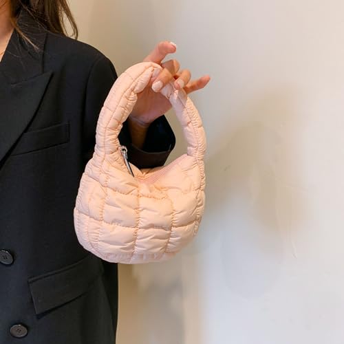 Image of Quilted MINI Handbag and Purses Women Puffer Nylon Hobo Cotton Padded Purse Work Travel Lightweight