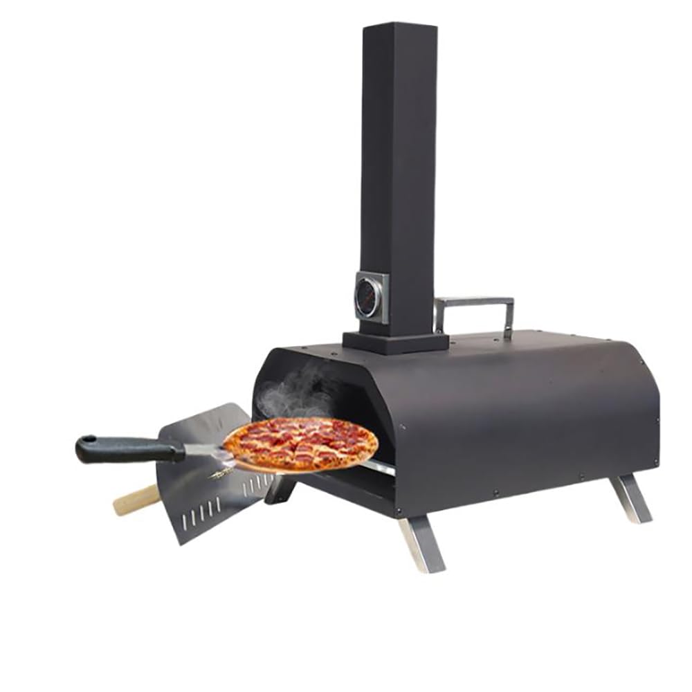Horno de Pizza para Exteriores – Horno de Pizza de Mesa – Combustible de pellets, Chimenea extraíble, Patas Plegables – Jardín al Aire Libre, Barbacoa, Cocina para Pizza para Carne