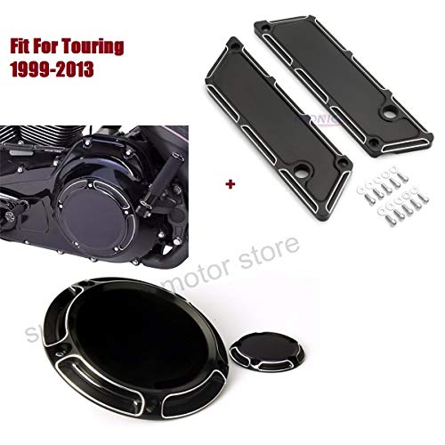 Cubiertas de bisagra de cubierta de timmer Derby de corte biselado CNC aptas para Harley 1999-2013 Road King FLHR 2007-2009 Road Glide FLTR