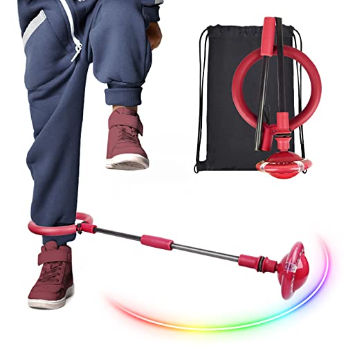 Swing Wheel avec roue lumineuse, anneau de pied clignotant, balle à saut pliable, jouet amusant pour enfants et adultes, jeu de saut en plein air (rouge) Cover