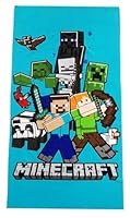 Theonoi Kinder Handtuch Badetuch Strandtuch Duschtuch 70x140 Polyester (Minecraft Steve Alex)