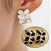 HuntGold 1 Pair Girl's Cute Gardenia Flower Crystal Rhinestone Ear Hoop Buckle Ear Stud(black)