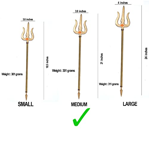 Image of ALODIE - Brass TrishulL on Stand | Shiva's Trishull | Mahadev's Energized Brass Puja Trishull with Stand for Pua Room | Decorative Showpiece Figurine | Items for Puja Room (3.9Wx21H INCHES)