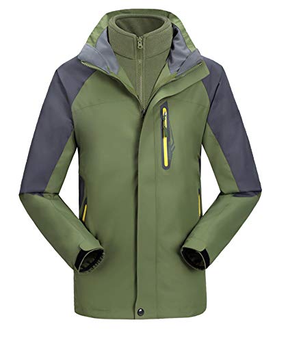 BERTHYFAI New 0utdoor Jacket Men Women Three-in-One Two-Piece Detachable Windproof Waterproof Mountaineering Suit(AG,2XL)