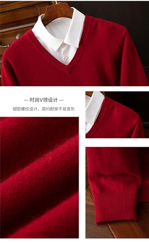 Dcvmvmn Men's Autumn and Winter Sweater Wool V-Neck Knitted Pullover Soft Woolen Sweater2