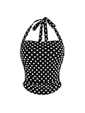SOLY HUX Women's Y2K Casual Halter Top Tie Back Polka Dots Going Out Crop Tank Tops Sleeveless Streetwear Black Polka Dots Small