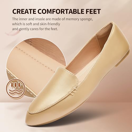 Image of FINIWOR Loafers for Women Flats Shoes Women Pointed Toe Dress Shoes Comfortable Memory Foam Penny Loafers Slip On Shoes