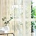 Kotile Beige Lace Curtains 84 Inches Long, 2 Panels Country Rustic Floral Vintage Beige Sheer Curtains for Living Room, Rod Pocket Privacy Light Filtering Window Curtain Drapes, 52 x 84 Inch