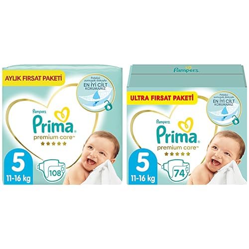Prima Bebek Bezi Premium Care 5 Beden 108 Adet Junior Aylık Fırsat Paketi & Prima Bebek Bezi Premium Care 5 Beden 74 Adet Junior Fırsat Paketi
