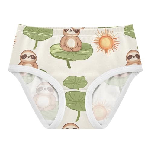 Wusikd Cute Sloth Lotus Girls' Underwear Cotton Leaves Girls Briefs Soft Toddler Underwear 2T