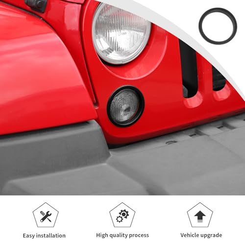 Image of JWWY Front Bumper Grill Insert Turn Signal Light Cover Trim Compatible with 2007-2017 Jeep Wrangler JK Exterior Accessories ABS 2PCS Black