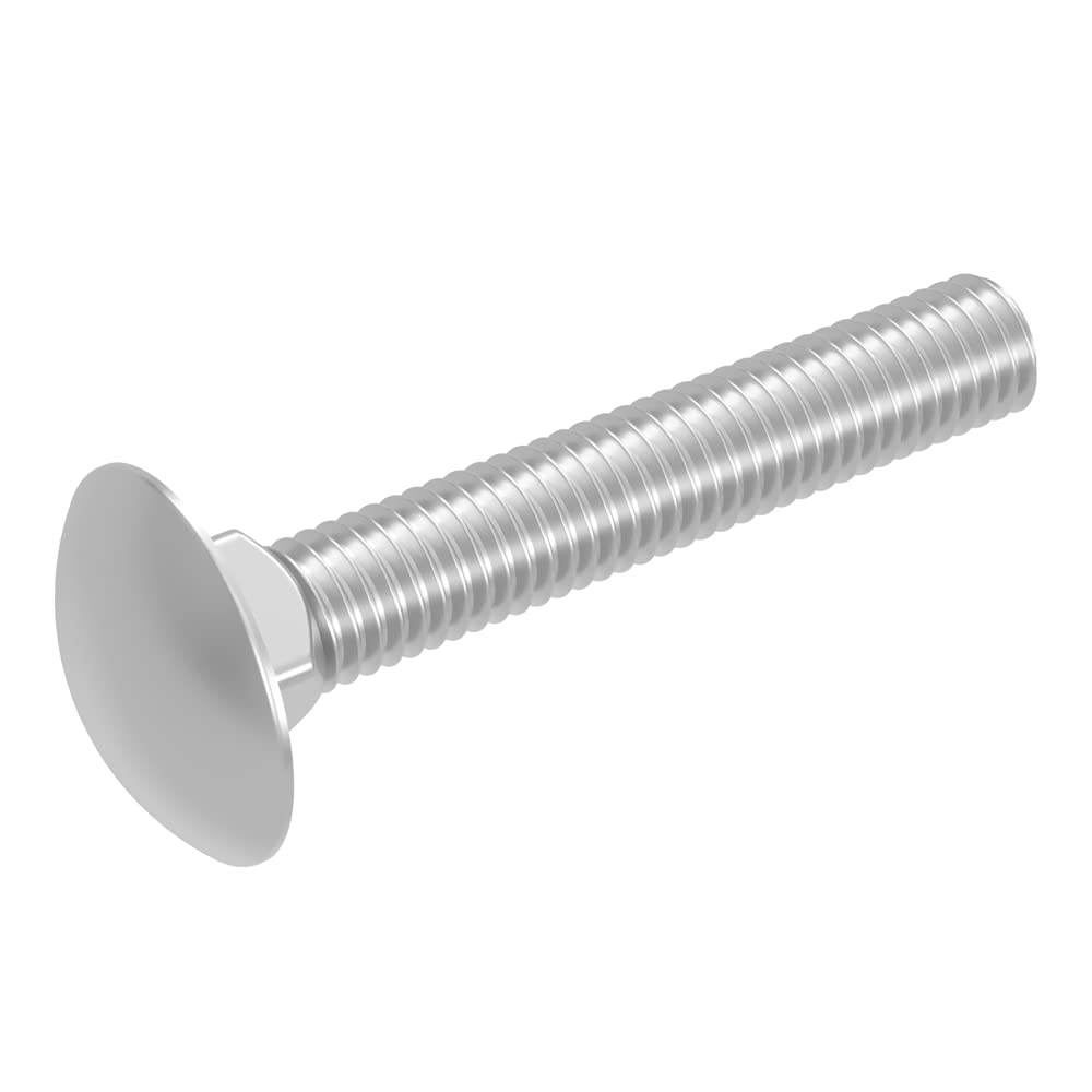 SECCARO Vite a testa tonda piatta con attacco quadrato, filettatura completa, M10 x 60 mm, in acciaio inox V2A VA A2, DIN 603/ISO 8677, 20 pezzi