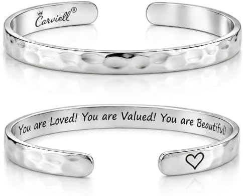 Bracelets for Women – 100+ Meaningful Engraved Messages – Solid 3...