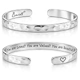 Carviell Inspirational Bracelet for Women – Personalized Cuff Jewelry, Encouragement Gifts for Teens, Mom, Sister, Daughter, Cousin – Motivational Bangle, Affirmation Jewelry, Uplifting Present