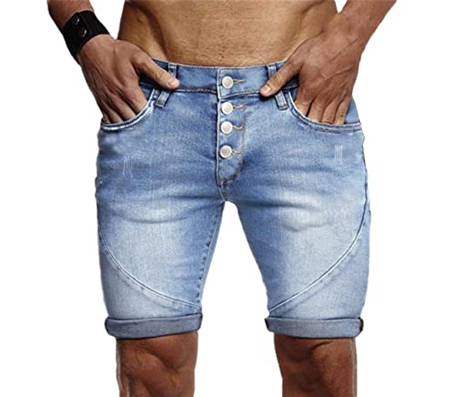 Short d'été homme KEHAIOO en jean déchiré bleu décontracté M