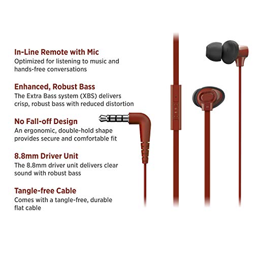 Image of Panasonic RP-TCM130GER Wired in Ear Earphone with Mic (Red)