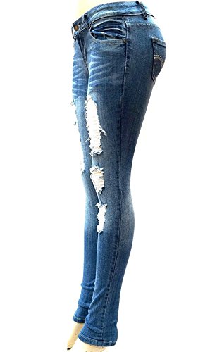 Juniors Blue Denim Jeans Skinny Ripped Distressed Stretch Pants FIT Size 13/154