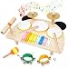 Kids Musical Instruments Sets, 12pcs Wooden Percussion Instruments Toys Tambourine Xylophone for Kids Playing Preschool Education, Early Learning Musical Toys for Boys and Girls Gift with Carry Bag