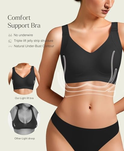 Popilush Bras for Women Wireless Seamless Push Up Bra No Underwire Comfy Supportive Tshirt Bralette