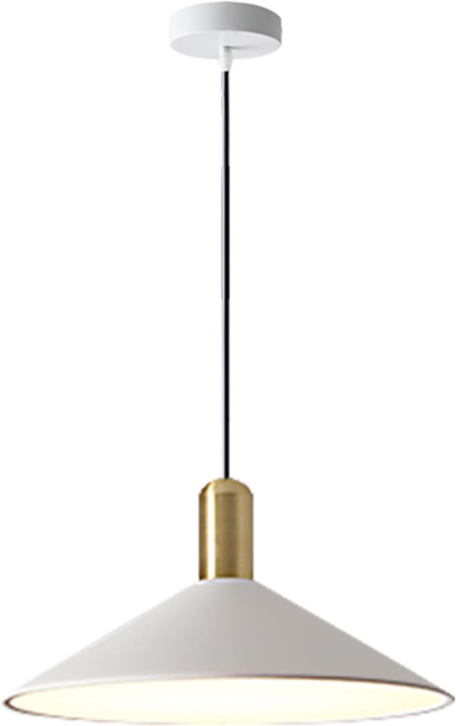 KCO Lighting Modern Cone Pendant Lighting White and Gold Pendant Light Kitchen Island Farmhouse Dome Pendant Light Mid Century Living Room Light Fixture Over Dining Table (White)