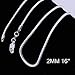 Greendou Fashion Jewelry 3 Pieces 925 Sterling Silver 2mm Snake Chain Necklace (16 Inch)