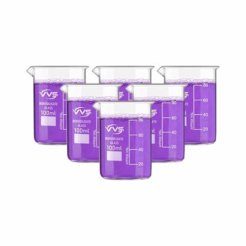 Image of VVS Borosilicate Glass Beaker 100ml pack of 6 of For School College, Lab Laboratry and professional use