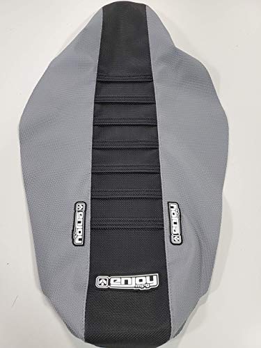 Enjoy Mfg Seat Cover - Compatible Fit for 2019-2024 Kawasaki KX 450 KXF450 KX450F - Grey Sides/Black Top/Grey Ribs #174
