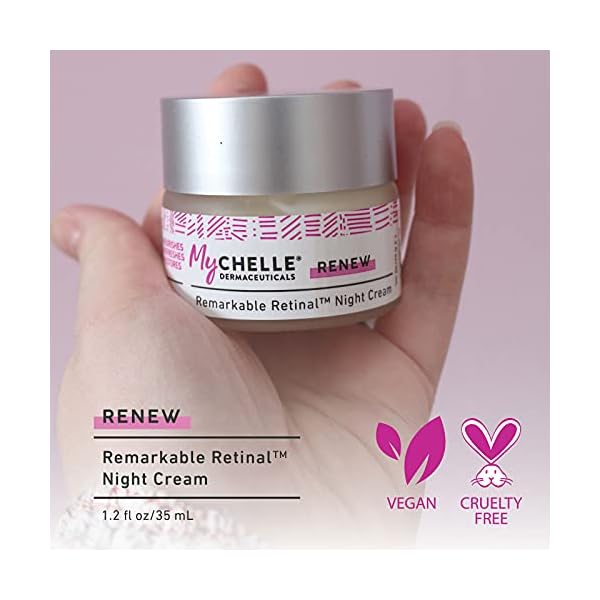 MyChelle-Dermaceuticals-Remarkable-Retinal-Night-Cream-1-Fl-Oz-Rich-Moisturizer-with-Potent-Vitamin-A-Hydrate-and-Reduce-the-Appearance-of-Fine-Lines-and-Wrinkles MyChelle Dermaceuticals Remarkable Retinal Night Cream Nutrient-Rich Moisturizer with Vitamin A Retinaldehyde for All Skin Types, Cruelty Free, Vegan, White, 1.2 Fl Oz