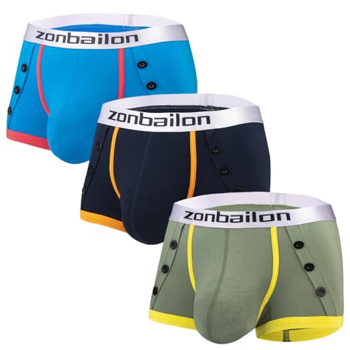 Mens Bamboo Viscose Underwear Support Pouch Boxer Briefs Soft & Breathable Underwear