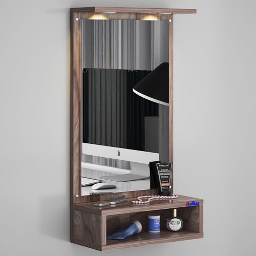 Image of Anikaa Jinny LED Light Wall Hanging Dressing Mirror Home Decor Wall Mirror Decorative Wall Mirror for Living Room Bedroom - Coachwood (D.I.Y - Do-It-Yourself)
