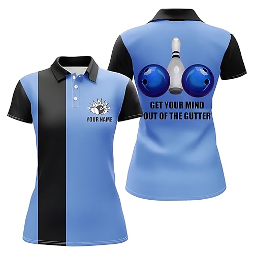 Personalized Bowling Team Jerseys for Women - Get Your Mind Out of The Gutter - Pink Polo Shirt Q55202