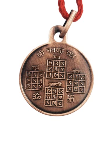 Shri Navgraha Yantra Locket | Pendant In Pure Copper (Oxidized Finish) (6 Grams Approx) (1 Pc), Standard, No Gemstone4